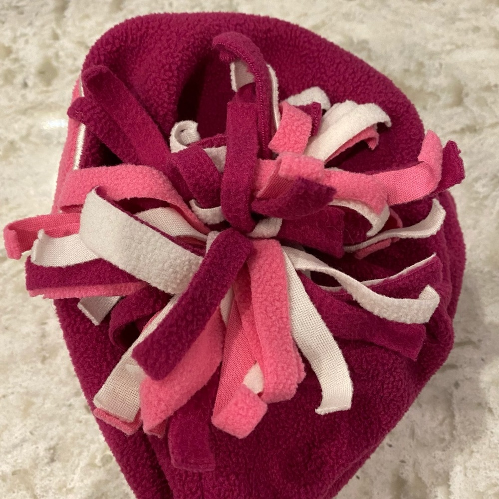 2/$10 Children’s Place Toque Beanie Pink Peace Sign Pom Pom - Picture 3 of 4